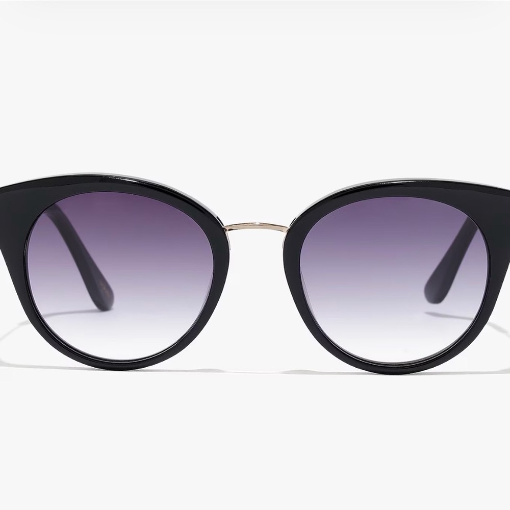J.Crew Black Seaside Round Cateye Sunglasses Gold Accents